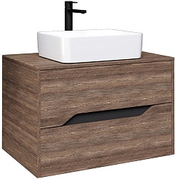 Grossman Тумба с раковиной Лайф 80 подвесная винтажное дерево темное/графит – фотография-1